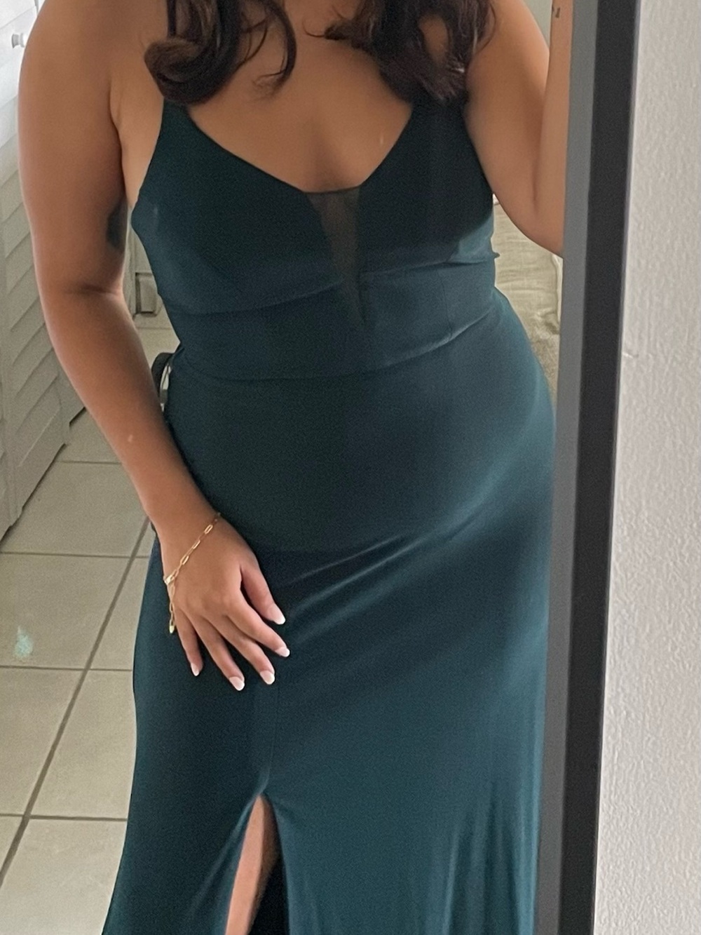Morgan & Co. Deep Teal Maxi Skirt with Front Slit